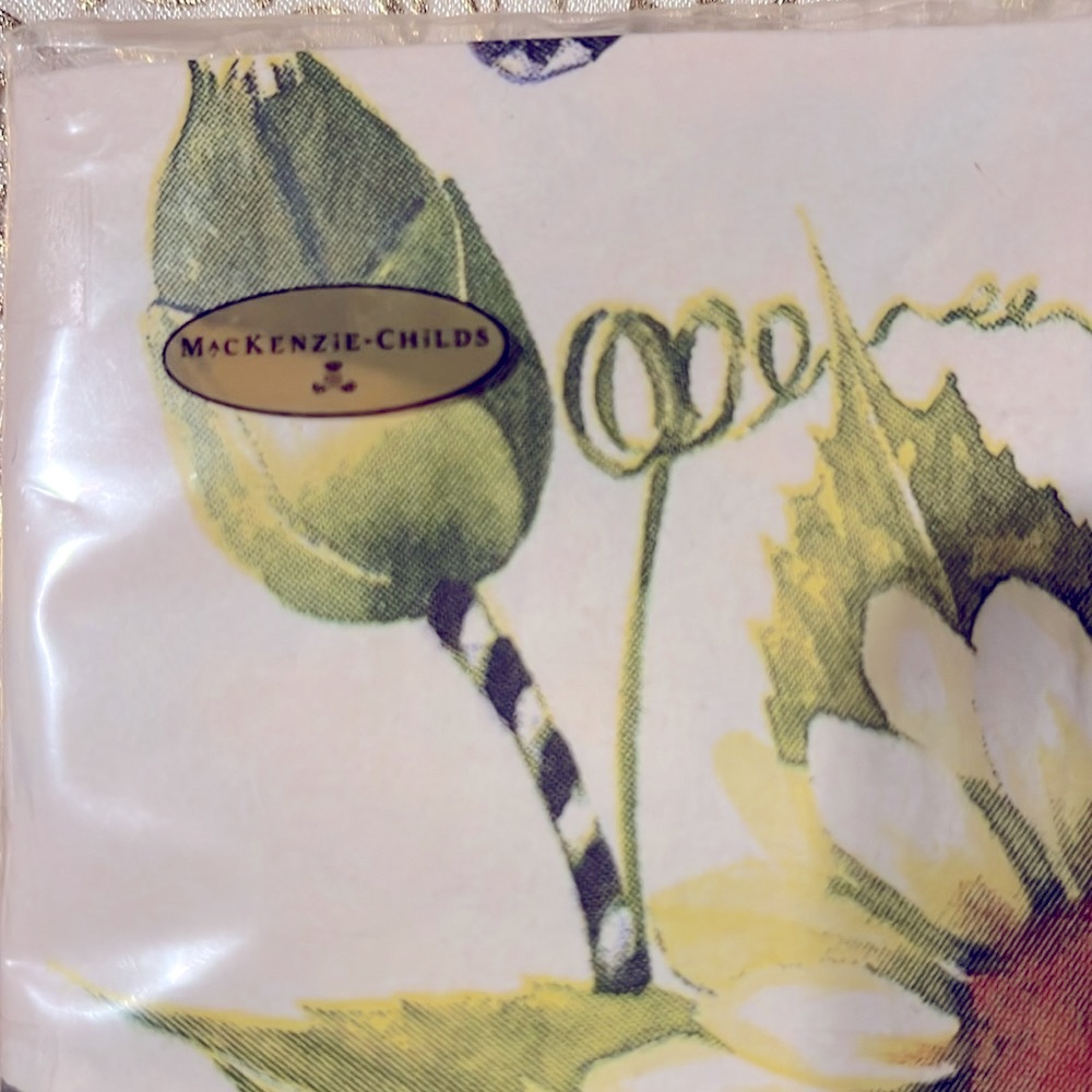 NWT Mackenzie Childs Sunflower pattern paper cocktail napkins - Picture 2 of 4